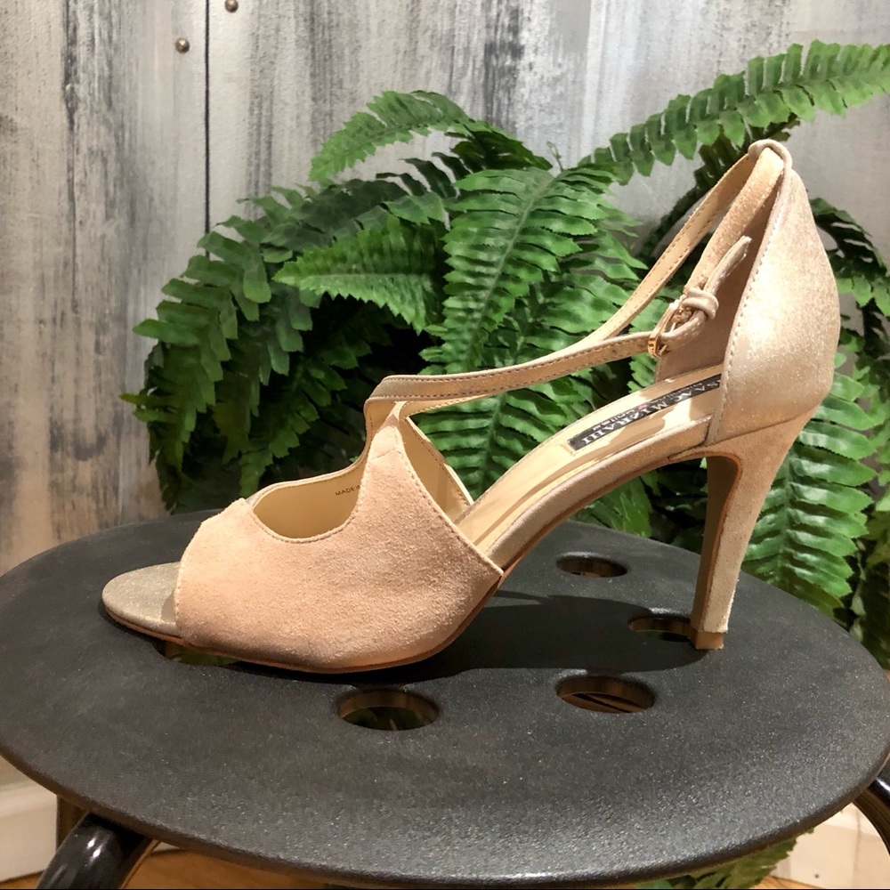 Gold and Tan Strappy Heels Size 8M